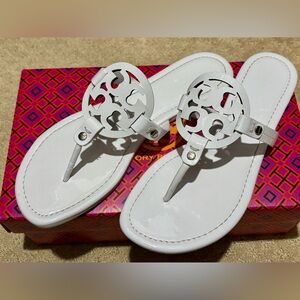 Tory Burch Miller Patent Leather White Sandal